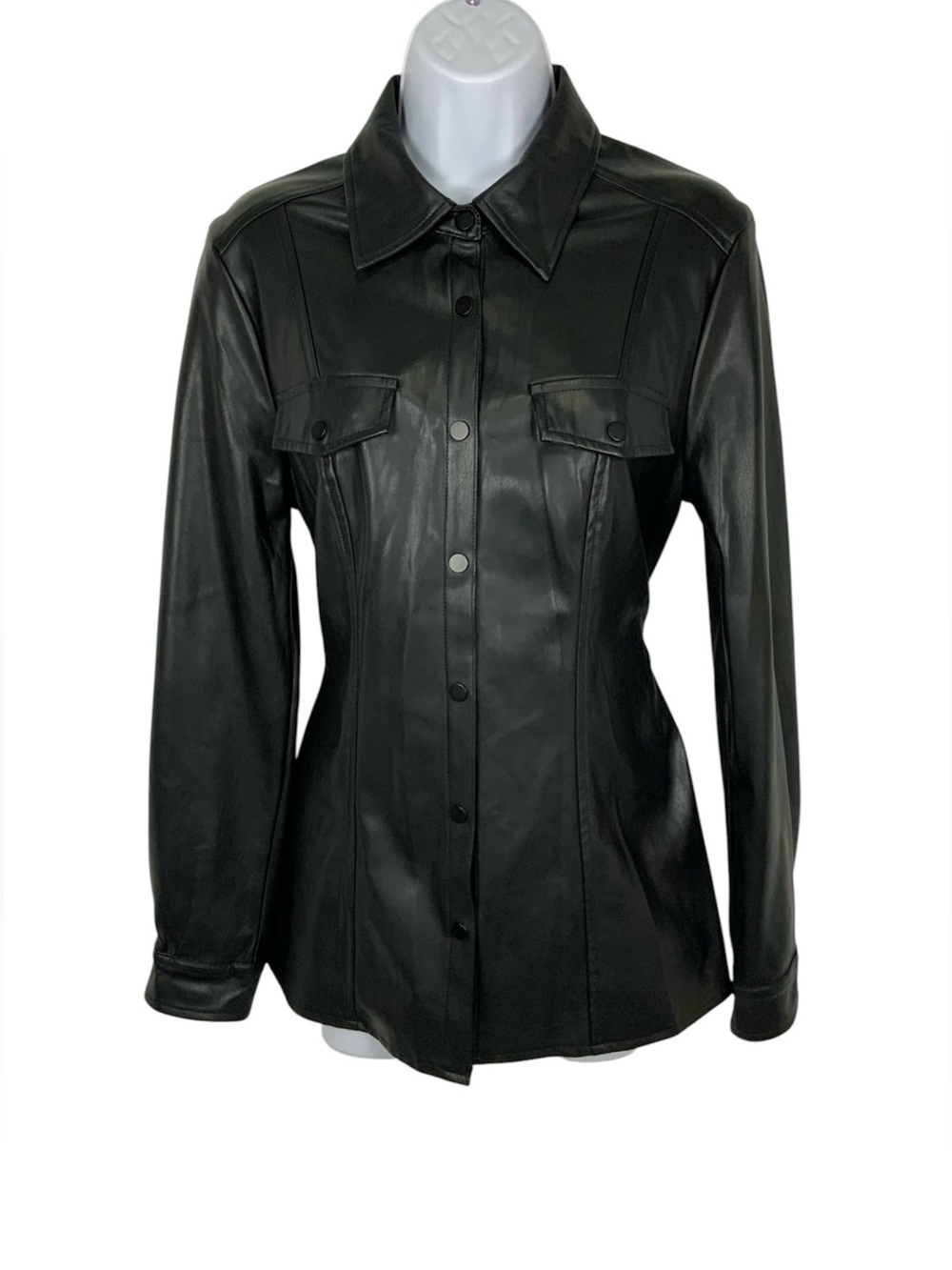 Truth Black Faux Leather Shirt Jacket